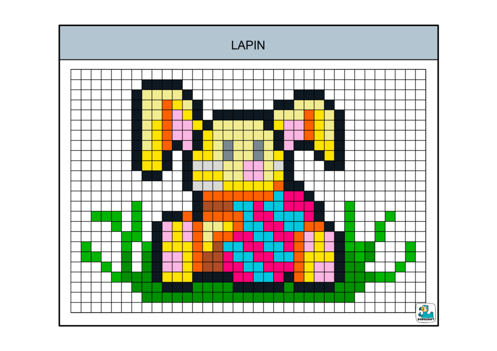 Lapin de pâques pixel art dodocraft
