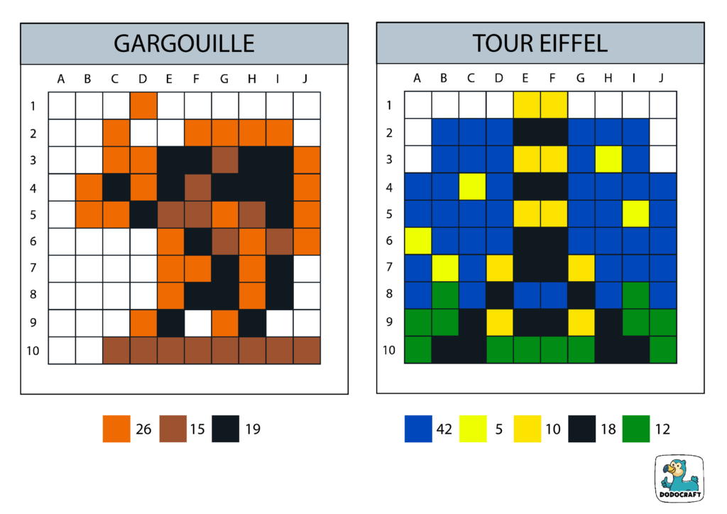 Pixel Art 10x10 - Tour Eiffel et gargouille
