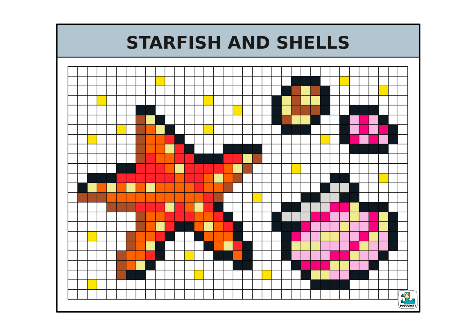 Starfish And Seashell Pixel Art Dodocraft - Dodocraft